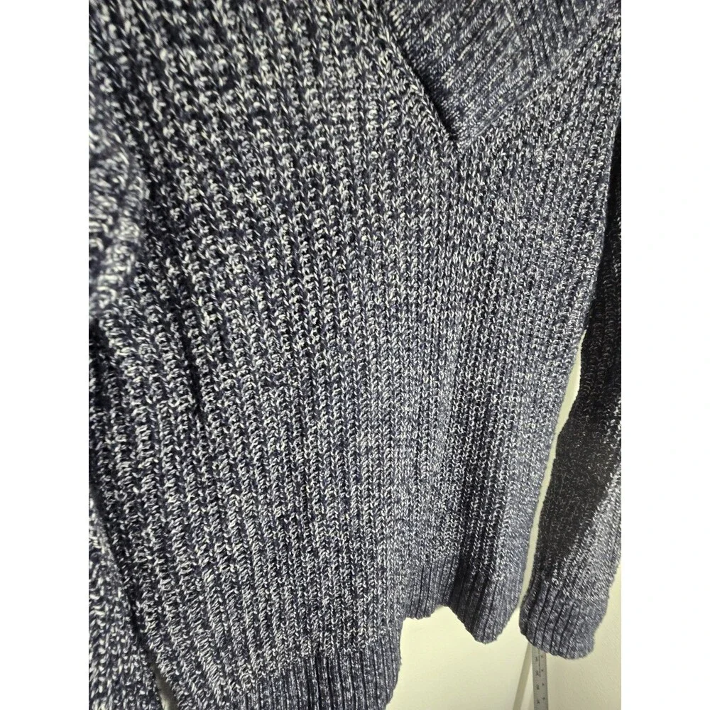 Tommy Hilfiger Navy White Marled Knit V-Neck Sweater Women’s Large - Picture 14 of 14